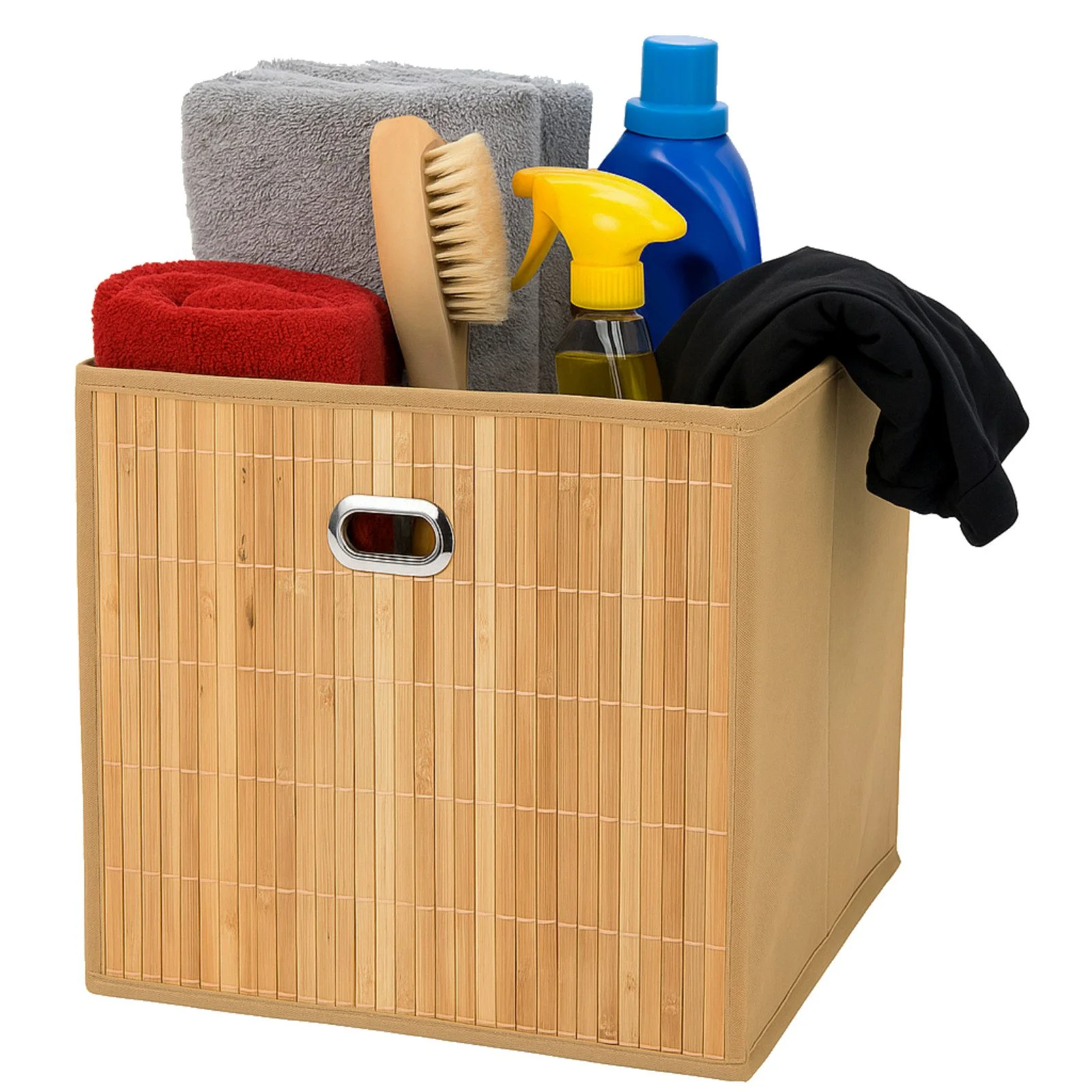 Aufbewahrungsbox Faltbox Bambus – 31x31x31 cm, Hellbraun, 1/2/4er Set